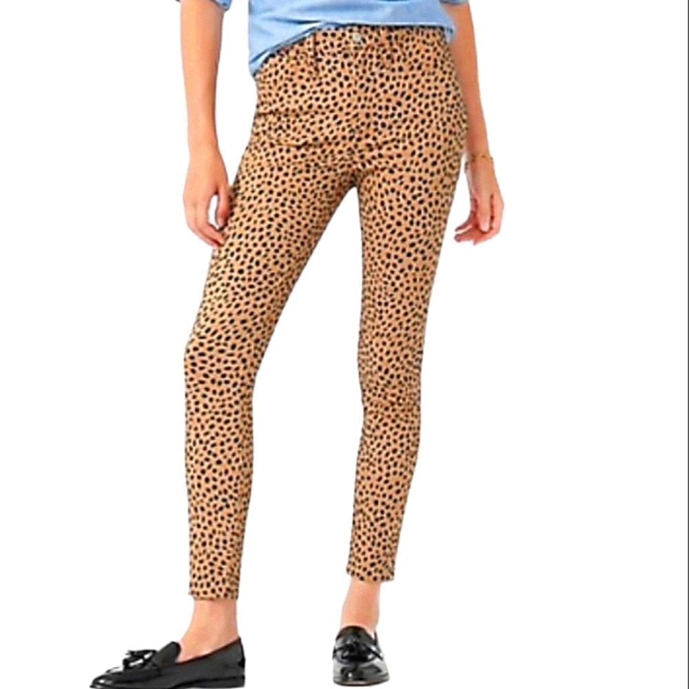 J Crew Leopard Stretch Denim Toothpick Ankle Jeans Sz 25 NWOT